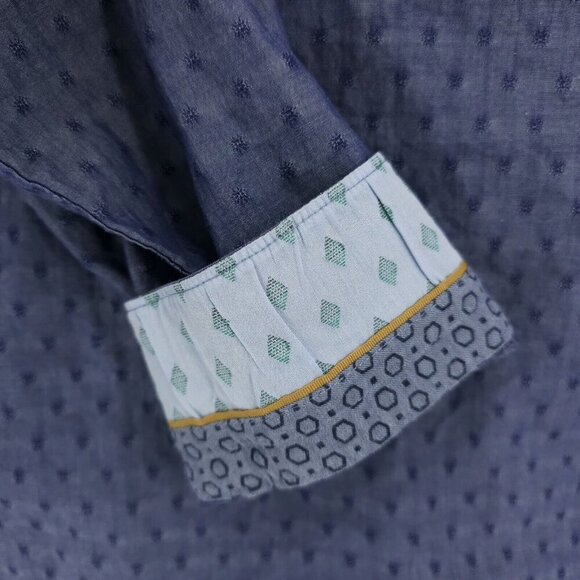 TED BAKER Blue Chambray Long Sleeve Button Down Shirt Iridescent Size M/L - Picture 6 of 10